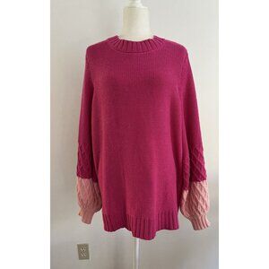 EUC Crown & Ivy Womens Pink Knit Sweater 2X  Long Sleeve Crew Neck